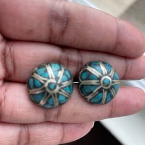 Turquoise and Sterling Dome Earrings
